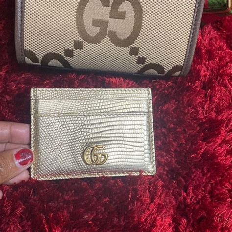 Gucci Petite Laminated Lizard Card Case 